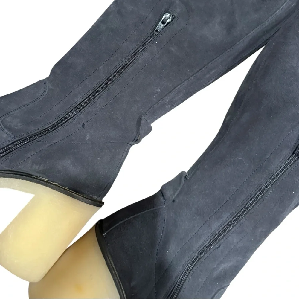 Free‎ People Suede Knee High Boots Jasper 37.5 Blue Block Heel